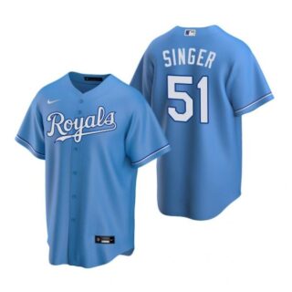 Men's Brady Singer Kansas City Royals Cool Base Jersey Light Blue