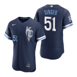 Men's - Flex Base Kansas City Royals Brady Singer Navy 2022 City Connect Stitched Jersey