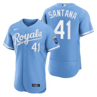 Men's Kansas City Royals Carlos Santana Stitched Jersey 2022 Uniform - Powder Blue