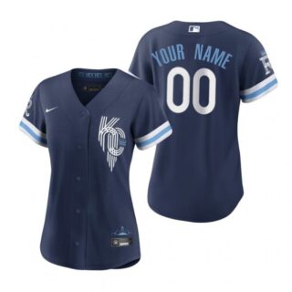 Women Kansas City Royals Custom Navy 2022 City Connect Stitched Jersey