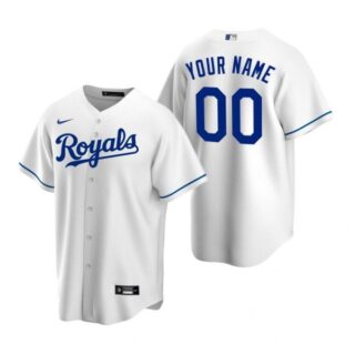 Men's Custom Kansas City Royals Cool Base Jersey White