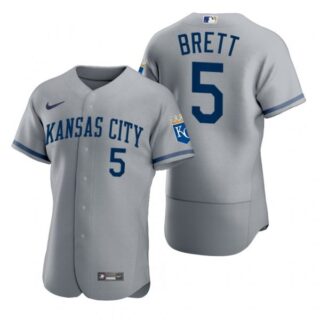 Men's Kansas City Royals George Brett Stitched Jersey 2022 Uniform - Gray