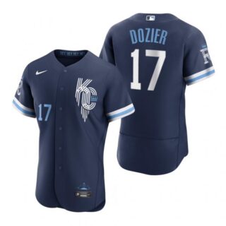 Men's - Flex Base Kansas City Royals Hunter Dozier Navy 2022 City Connect Stitched Jersey