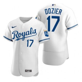 Men's Kansas City Royals Hunter Dozier Stitched Jersey 2022 Uniform - White
