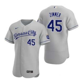 Men's Kyle Zimmer Kansas City Royals Flex Base Jersey Gray