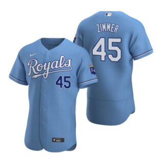 Men's Kyle Zimmer Kansas City Royals Flex Base Jersey Light Blue