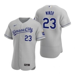 Men's Mike Minor Kansas City Royals Flex Base Jersey Gray
