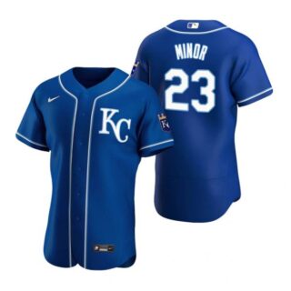 Men's Mike Minor Kansas City Royals Flex Base Jersey Royal KC