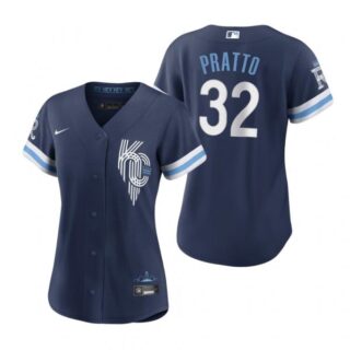 Women Kansas City Royals Nick Pratto Navy 2022 City Connect Stitched Jersey