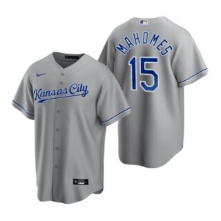 Men's Patrick Mahomes Kansas City Royals Cool Base Jersey Gray