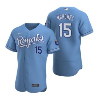 Men's Patrick Mahomes Kansas City Royals Flex Base Jersey Light Blue
