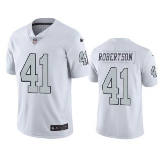 Men's #41 Amik Robertson Las Vegas Raiders White Color Rush Limited Jersey Stitched