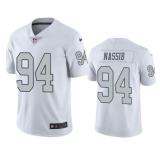 Men's #94 Carl Nassib Las Vegas Raiders White Color Rush Limited Jersey Stitched