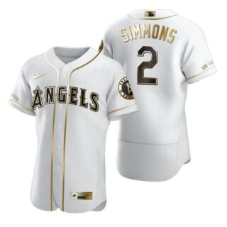 Men's Andrelton Simmons Los Angeles Angels Flex Base Jersey White Golden