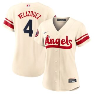 Women's Los Angeles Angels Andrew Velazquez 2022 City Connect Cream Stitched Jersey
