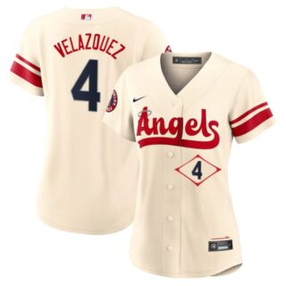 Women's Los Angeles Angels Andrew Velazquez City Connect Special Edition Cream Stitched Jersey