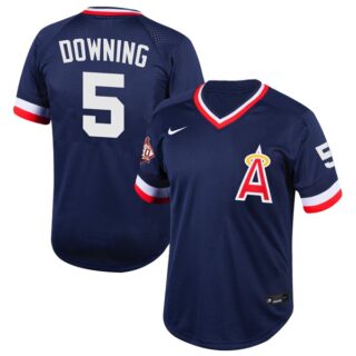 Men's Brian Downing Los Angeles Angels 1970 Throwback Jersey - Stitched Navy