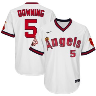 Men's Brian Downing Los Angeles Angels 1970 Throwback Jersey - Stitched White