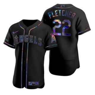 Men's David Fletcher Los Angeles Angels Flex Base Jersey Black Holographic