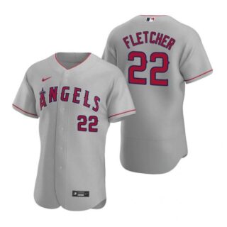 Men's David Fletcher Los Angeles Angels Flex Base Jersey Gray