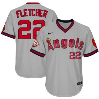 Men's David Fletcher Los Angeles Angels 1970 Throwback Jersey - Stitched Gray