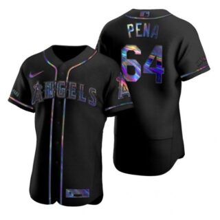 Men's Felix Pena Los Angeles Angels Flex Base Jersey Black Holographic