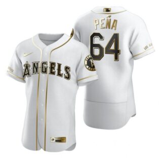 Men's Felix Pena Los Angeles Angels Flex Base Jersey White Golden