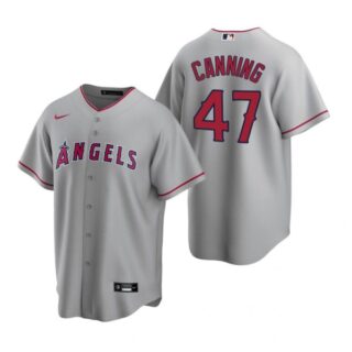 Men's Griffin Canning Los Angeles Angels Cool Base Jersey Gray