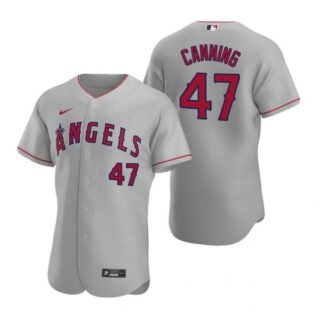 Men's Griffin Canning Los Angeles Angels Flex Base Jersey Gray