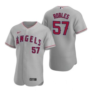 Men's Hansel Robles Los Angeles Angels Flex Base Jersey Gray