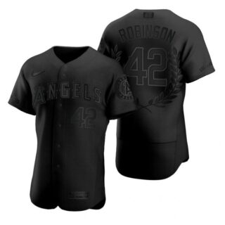 Men's Jackie Robinson Los Angeles Angels Flex Base Jersey Black Award