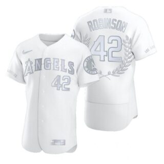 Men's Jackie Robinson Los Angeles Angels Flex Base Jersey White Award