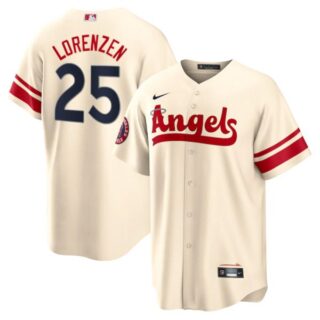 Men's Cool Base Los Angeles Angels Michael Lorenzen 2022 City Connect Cream Stitched Jersey