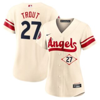 Women's Los Angeles Angels Mike Trout City Connect Special Edition Cream Stitched Jersey