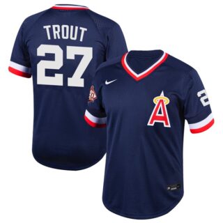 Men's Mike Trout Los Angeles Angels 1970 Throwback Jersey - Stitched Navy