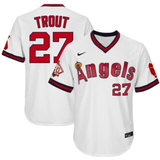 Men's Mike Trout Los Angeles Angels 1970 Throwback Jersey - Stitched White