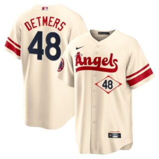 Men's Los Angeles Angels Reid Detmers City Connect Special Edition Cream Stitched Jersey