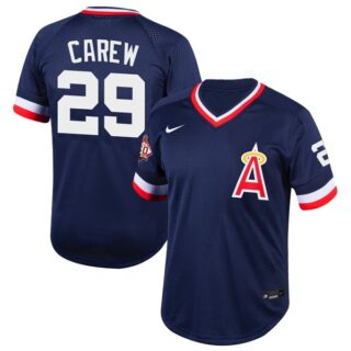 Men's Rod Carew Los Angeles Angels 1970 Throwback Jersey - Stitched Navy