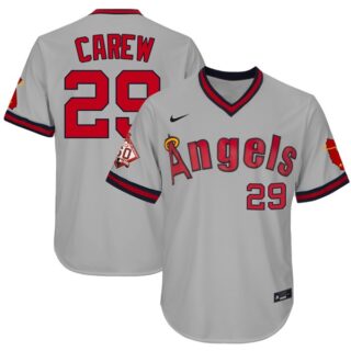 Men's Rod Carew Los Angeles Angels 1970 Throwback Jersey - Stitched Gray