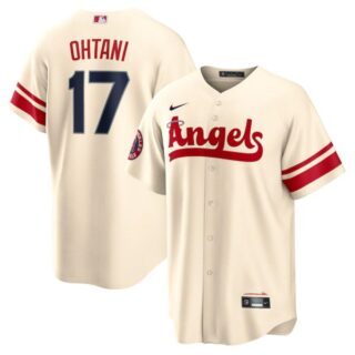 Men's Cool Base Los Angeles Angels Shohei Ohtani 2022 City Connect Cream Stitched Jersey