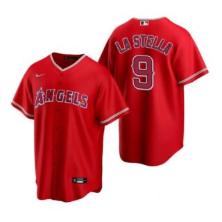 Men's Tommy La Stella Los Angeles Angels Cool Base Jersey Red