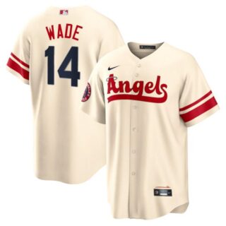 Men's Cool Base Los Angeles Angels Tyler Wade 2022 City Connect Cream Stitched Jersey