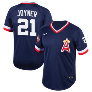 Men's Wally Joyner Los Angeles Angels 1970 Throwback Jersey - Stitched Navy