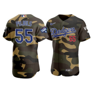 Men's Los Angeles Dodgers #55 Albert Pujols Flex Base Jersey Stitched Camo