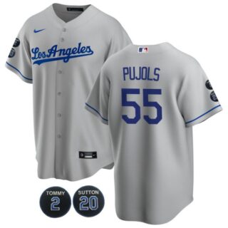 Men's Los Angeles Dodgers Albert Pujols Cool Base Jersey - Stitched Gray