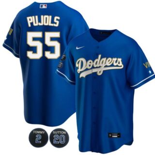 Men's Los Angeles Dodgers Albert Pujols Cool Base Jersey - Stitched Gold