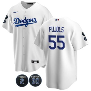 Men's Los Angeles Dodgers Albert Pujols Cool Base Jersey - Stitched White