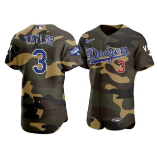 Men's Los Angeles Dodgers #3 Chris Taylor Flex Base Jersey Stitched Camo