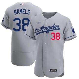 Men's Los Angeles Dodgers #38 Cole Hamels Flex Base Jersey Stitched - Gray