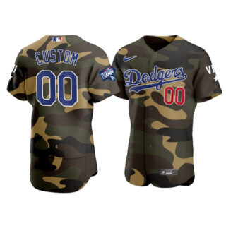 Men's Los Angeles Dodgers Custom Flex Base Jersey Stitched Camo